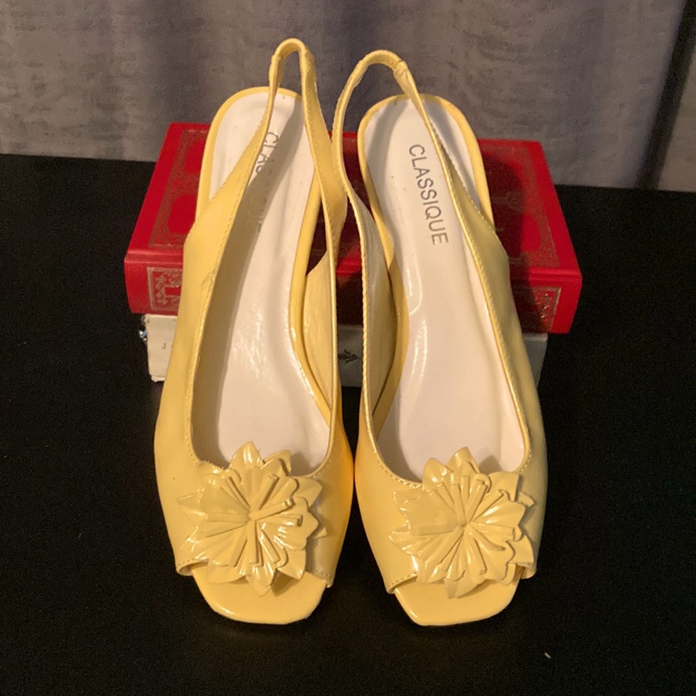Yellow Slingback 1.5” Wedges